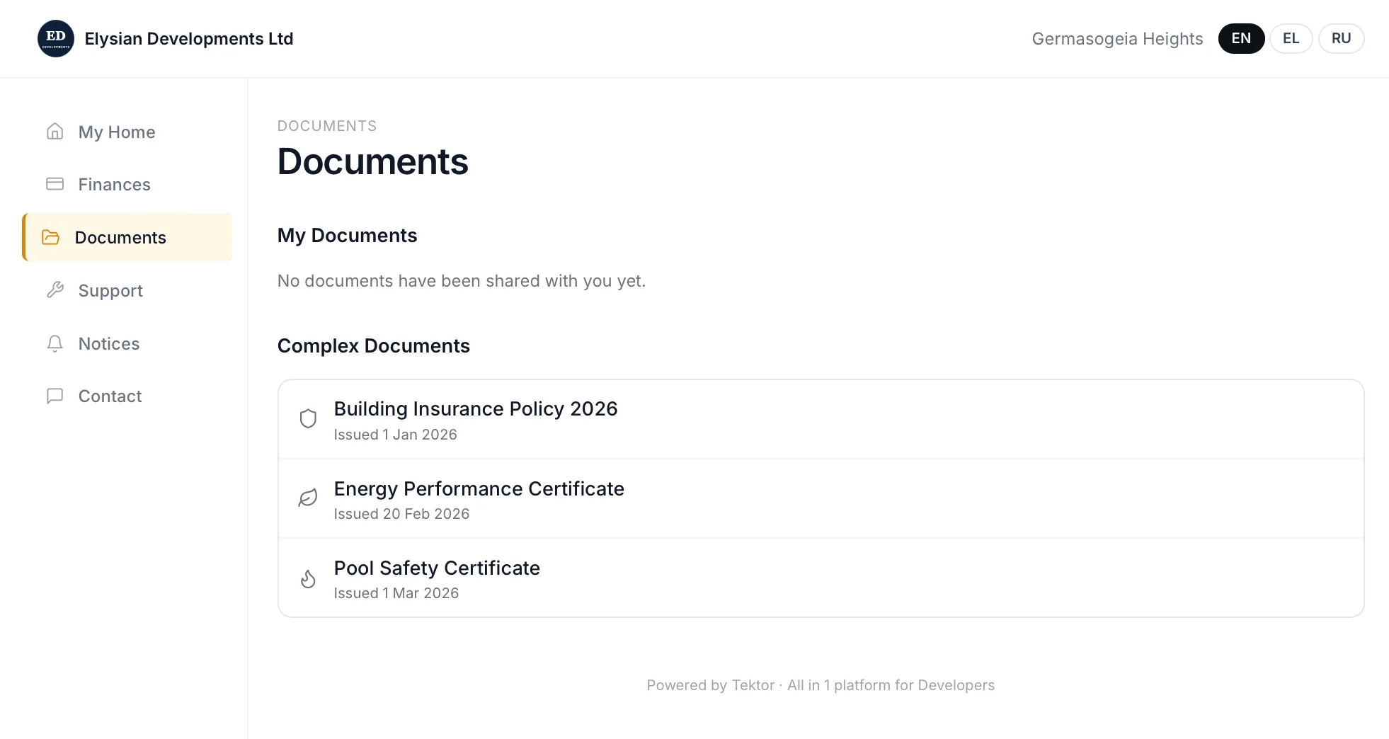 Documents, notices and support — all in one place