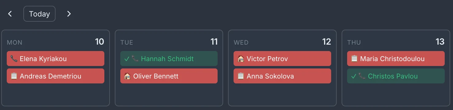 A weekly calendar of everything that's due