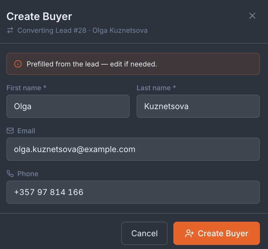 Convert a qualified lead into a buyer