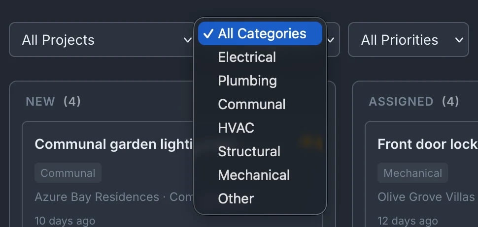 Categorized and prioritized by type